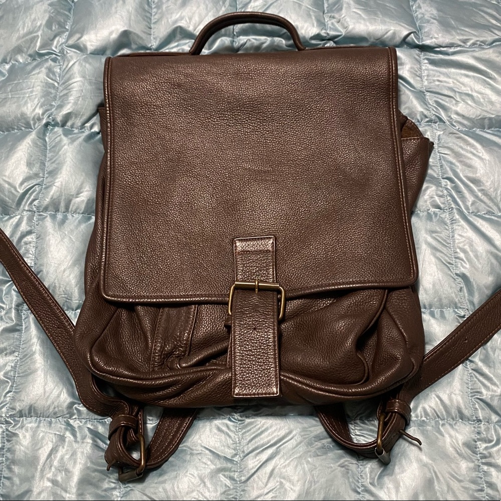 NWOT Mens Village Tanner Large backpack in Brown Pebble Leather Retail $499